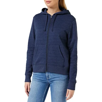 Imagen de Amazon Essentials Sudadera de Cremallera Completa, Forro Polar y Tejido Rizo Francés (Disponible en Tallas Grandes) Mujer, Azul Marino Mezcla, S