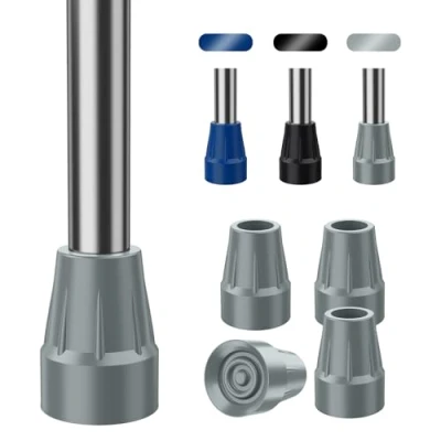 Imagen de supregear Puntas de Caucho para Muletas, 4 Piezas 22 mm Alta Resistencia, Pies Reemplazo Bastones y Caminante, Antideslizantes Duraderos, Gris