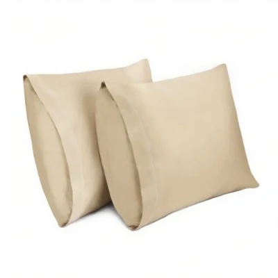 Imagen de Lirex 2 Paquetes Fundas de Almohada, 100% Algodón Transpirable Cubiertas para Almohada (60 x 60 cm, Café Claro)
