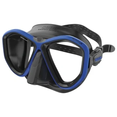 Imagen de SEAC Symbol máscara de Buceo Made in Italy con Dos Lentes y una Hebilla 3D Directamente en la Falda, Unisex Adulto, Negro/Azul