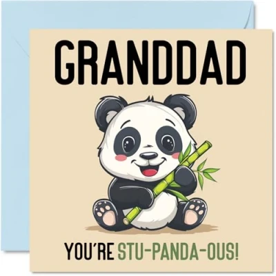 Imagen de tarjetas de cumpleaños para abuelo, Stu Panda ous, divertida tarjeta feliz abuelo parte nieto, nieta, regalos cumpleaños, felicitación broma 145