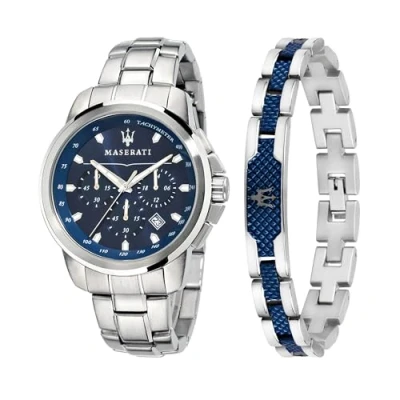 Imagen de Maserati Successo Reloj Hombre, Cronógrafo y Pulsera de Acero, PVD Azul R8851121016