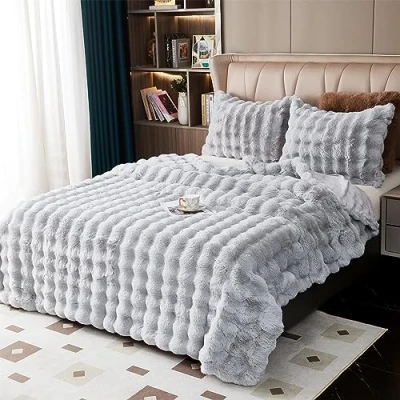 Imagen de Manta Sofa de Felpa Conejo Super Suave Cálida, Gruesa Franela 1000 g/m² Cama Multifuncional Esponjosa para Dormitorio Sofá Viajes Niños Camping Blanket(Gris Claro, 180 x 230 cm)