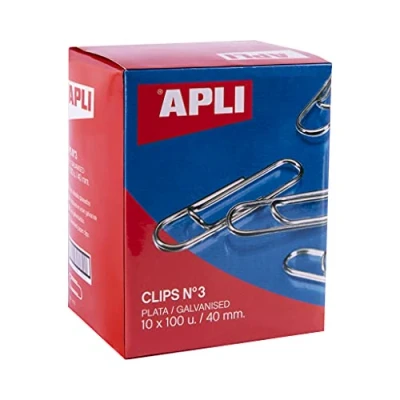 Imagen de APLI 18992 Pack de clips galvanizados nº3 40 mm 1000 u.