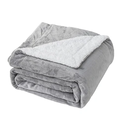 Imagen de Good Nite Manta Reversible de Forro Polar Sherpa 230 x 270 cm, poliéster esponjosa, Suave y cálida, para la Vida en el hogar Viajes (Gris, tamaño Super King)