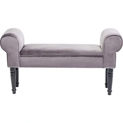 Imagen de Kare Design Bench Wing Grey, banco, aspecto de terciopelo, patas madera abedul, banco pasillo, para armario, sala estar, 54x100x30 cm