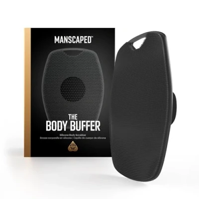 Imagen de MANSCAPED® The Body Buffer Limpiador de silicona premium para nutrir, limpiar y exfoliar la piel: cerdas que aumentan espuma con mango ergonómico antideslizante, duradero fácil