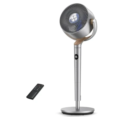 Imagen de Dreo Ventilador de Pie Silencioso con Control Remoto Alcance 24 m, 23dB, Volumen Aire 1200 m3/h, 3 Modos, 8 Velocidades, Temporizador y oscilación omnidireccional 120 +