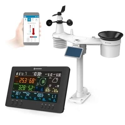 Imagen de Bresser 7 in 1 Wetter Center Air Mon: Wetterstation mit WLAN, Luftqualitätsmonitor, App, Farbdisplay, Tage Vorhersage, Thermo Hygrosensor, Barometer, UV Level, Komfortlevel Ampel