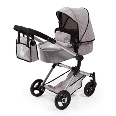 Imagen de Bayer Design 18410Aa, Cochecito de Muñecas, Carro Neo Vario, Combolsa, Convertible, Plegable, Ajustable, Gris Comcorona, Color