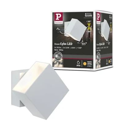 Imagen de Paulmann Cybo Aplique LED para exteriores, 2.700 K, 10x10 cm, blanco