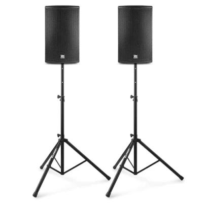 Imagen de Power Dynamics PD410A Pack de Altavoces Bluetooth 1600W con woofers 10&quot; y Soportes Altura máxima 1,75cm, Carga máx. 30Kg Bolsa Transporte Un Kit Ideal para Profesionales Fiestas