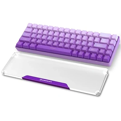 Imagen de MAMBASNAKE Acrylic Wrist Rest Reposamuñecas para Teclado de 65% Compact 68 Teclas, Acrílico Transparente Custom, Patas Goma Antideslizantes, Ergonómico Oficina/Juegos/Laptop/PC Púrpura