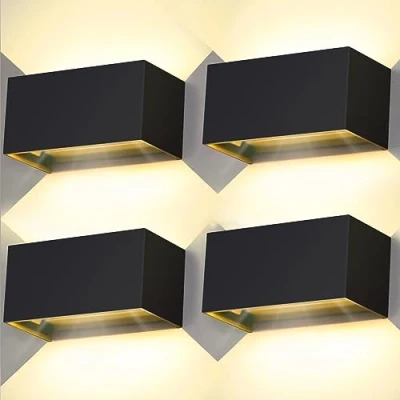 Imagen de Kingwei 4 Piezas Aplique pared interior/exterior 20W 3000K Apliques LED Ángulo Ajustable 2000LM Lampara de Impermeable IP65