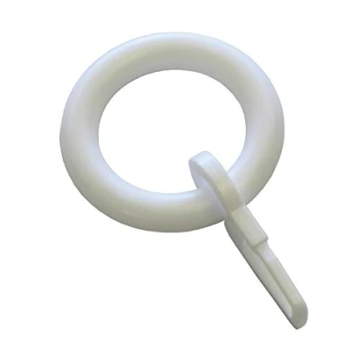 Imagen de GARDINIA Anillos Para cortinas, rieles de Incluye ganchos plegables, 10 piezas, Ancho del anillo 6 mm, Plástico, Blanco