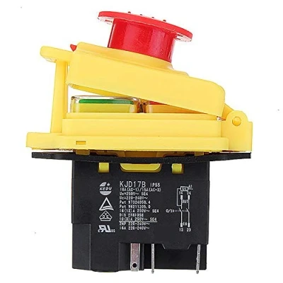 Imagen de KEDU Impermeable Electromagnética Interruptores de Botón Pulsador KJD17B 220V 2HP 5Pins Interruptor Seguridad con Tapa Parada Emergencia