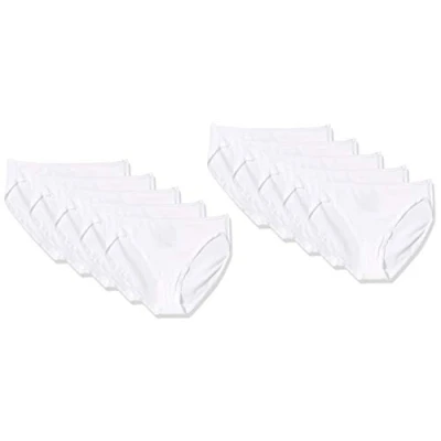 Imagen de Amazon Essentials Ropa Interior de algodón con Pernera Alta (Disponible en Tallas Grandes) Mujer, Pack 10, Blanco, 40