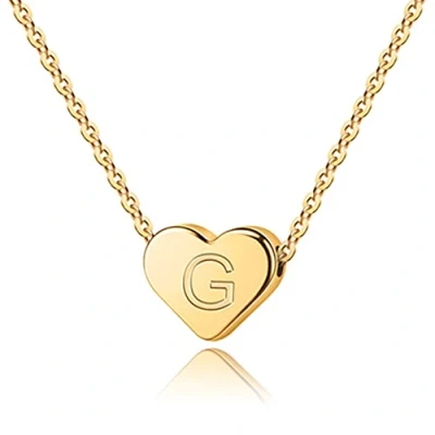 Imagen de TINGN Collar de Oro G para Mujer Collares Corazón con 14 Quilates Mujeres, Iniciales Niñas y Niños, adolescentes
