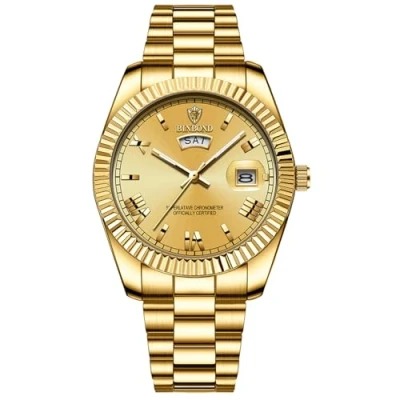 Imagen de JewelryWe Relojes Analógicos Redondo Hombre: Reloj Resistente al Agua Para Caballero Puntero Luminoso Día Fecha Correa de Acero Inoxidable Extraíble Escala Número Romano Ocio Negocios Regalo