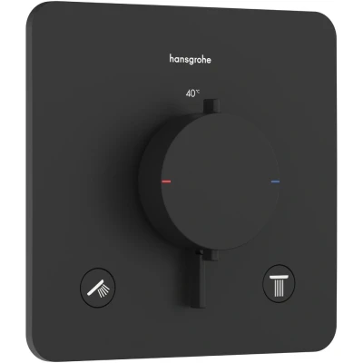 Imagen de hansgrohe Ecostat Comfort Q termostato para ducha empotrado, grifo con botón de seguridad (SafetyStop) a 40 C, mezclador 2 funciones, negro mate, 33713670