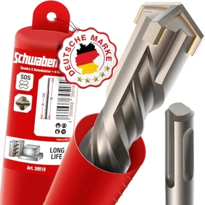 Imagen de SCHWABENBACH ® Broca SDS Plus 40mm x 460 para hormigón Perforación precisa y rápida en con punta de carburo mampostería larga