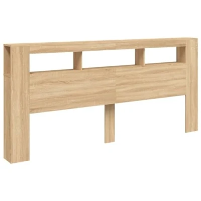 Imagen de vidaXL Cabecero con LED, Cabezal de Almacenaje, para Cama, Estantes Dormitorio, Madera Ingeniería Roble Sonoma 220x18,5x103,5 cm