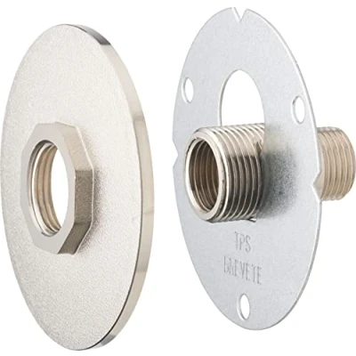 Imagen de Base de Grifo Jardín Latón Niquelado Universal Compatible con Grifos Estándar Soporte Estético y Resistente para Instalación en Muro o Fuente AROZ