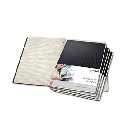 Imagen de SIGEL CO800 Bloc de notas, 21.1 x 29.7 cm, cuadriculado, Hardcover, negro, 5 unidas, Conceptum