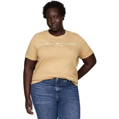 Imagen de Tommy Hilfiger Curve LOGO Camiseta estampada, Mujer, Talla: 48, Classic khaki