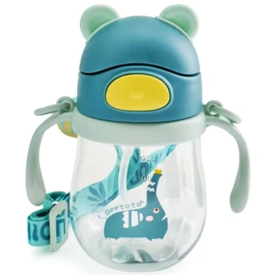 Imagen de Alled Vasos con Boquilla para Niños, Bebés Vaso Pajita Antiderrame Libre de BPA, Infantil Contrapeso Antigoteo Aprendizaje Taza Manejas Acollador 250ml