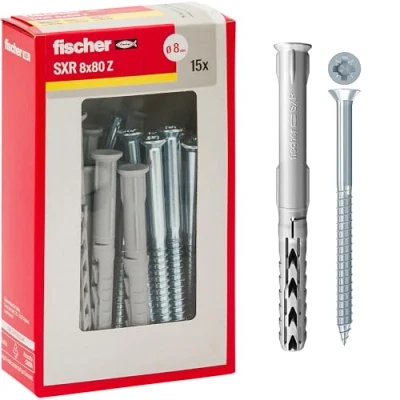 Imagen de Fischer Tacos alargados con tornillo, gris, 8 x 80 mm