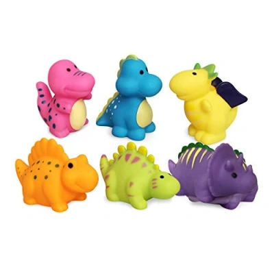 Imagen de Juguetes de baño,Juguetes flotantes Dinosaurios(6 Piezas) Bebé baño Suave Bañera Aprendizaje Dinosaurio yJuguetes para niños pequeños