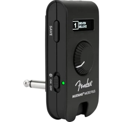 Imagen de Fender Mustang Micro Plus Amplificador de Guitarra, Auriculares Personal con 25 modelos Amplificador, Efectos, Bluetooth y 100 presets, Recargable por USB