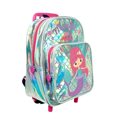 Imagen de PERLETTI Mochila Trolley con Sirena para Niña 2/5 Años Bolsillo Bolsa Infantil Ruedas y Detalles Reflectantes 33x23x15 cm