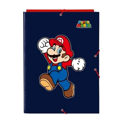 Imagen de SUPER MARIO WORLD Carpeta Folio con 3 Solapas, Ideal para Niños de Diferentes Edades, Cómoda y Versátil, Calidad Resistencia, 26x36.5 cm, Color Azul marino