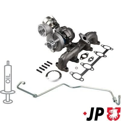 Imagen de JP GROUP 1117800510 Turbocompresor de gases escape incl. kit juntas, con tubería entrada aceite VOLKSWAGEN: Golf 5, Touran I