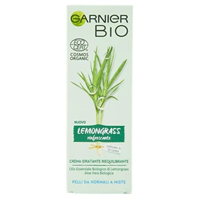 Imagen de Garnier crema facial Bio Lemongrass Refrescante, natural hidratante y reequilibrante, fórmula de lemongraso, para pieles normales o mixtas, 50 ml