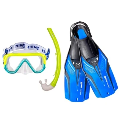 Imagen de Mares Aquazone Set Nateeva Keewee Jr, Conjunto con Máscara Tubo y Aletas de Snorkel Niños, Unisex, Azul, XS