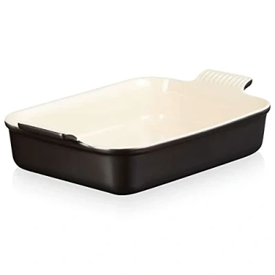 Imagen de Le Creuset Bandeja rectangular Heritage de cerámica gres, 32 cm, 4L, Negro Mate, 71102320000001