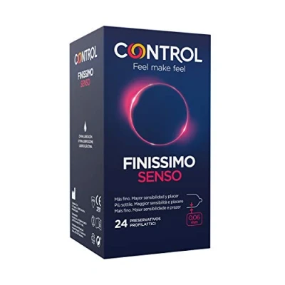Imagen de Control Preservativos Finissimo Senso. Caja de 24 Condones Más Fino, Mayor Sensibilidad, Lubricados, Sexo Seguro. Disfruta unos con Ajuste Perfecto para una Relación Segura.