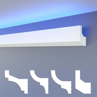 Imagen de HEXIMO LED molduras de estuco clásico, pared y techo con iluminación indirecta poliestireno XPS Cala ligera (10,2 Metros HLED 4)