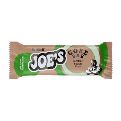 Imagen de Weider Joe&#039;s Core Bar Barritas Proteicas, con Textura Suave y Cobertura de Chocolate Leche Blanco, Más 31% Proteínas, Bajo en Azúcar, Sabor Avellana Turrón, 12 x 45 g