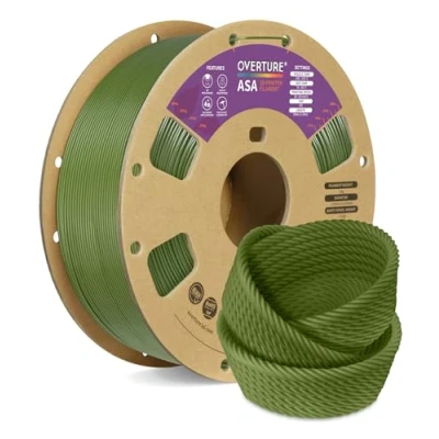 Imagen de OVERTURE ASA Filamento 1kg Para Impresora 3D 1.75mm, Resistente al Calor y a la Intemperie, Precisión Dimensional +/ 0.02mm(Verde Oliva)