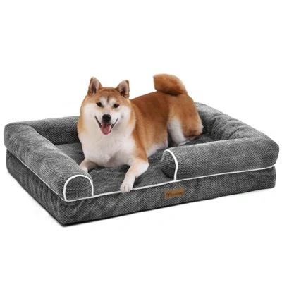 Imagen de YITAHOME Cama Perro Medianos,Colchon Impermeable Lavable con Espuma Viscoelástica, Sofá Ortopedica Desmontable, Gris,89x63x18cm