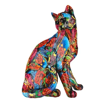 Imagen de Casablanca Figura Decorativa de Gato Salvaje Resina Regalo para Amantes los Gatos Color: Multicolor Graffiti Altura 29 cm