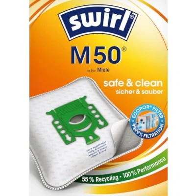 Imagen de Swirl 6762589 M 50 MicroPor Plus Green para Aspiradora Miele, Antialergénico, Alta Potencia de Aspiración Permanente, 10 Bolsas + 2 filtros, Blanco, Naranja