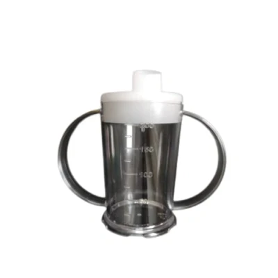 Imagen de Vaso graduado con dos asas transparente tapa 200 ml Alimentador para adultos Ayudas beber (boquilla ancha, 1 unidad)