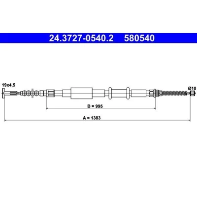 Imagen de ATE 24.3727 0540.2 Cable de Freno Mano 1383 FIAT: BRAVO 1, Brava Hatchback