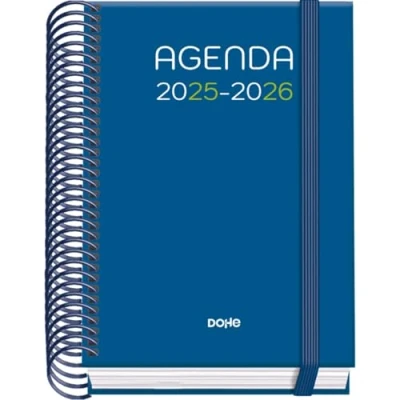 Imagen de Dohe Agenda Escolar 2025 2026 Día Página (12x17 cm), Español e Inglés, Septiembre a Junio, Cierre de Espiral y Goma, Tapa Dura, 4 Páginas Pegatinas PRIME Logic