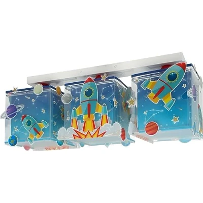 Imagen de Dalber Plafón de techo infantil 3 Luces Rocket Cohete espacial sistema solar, 63353, E27, 15W, Azul